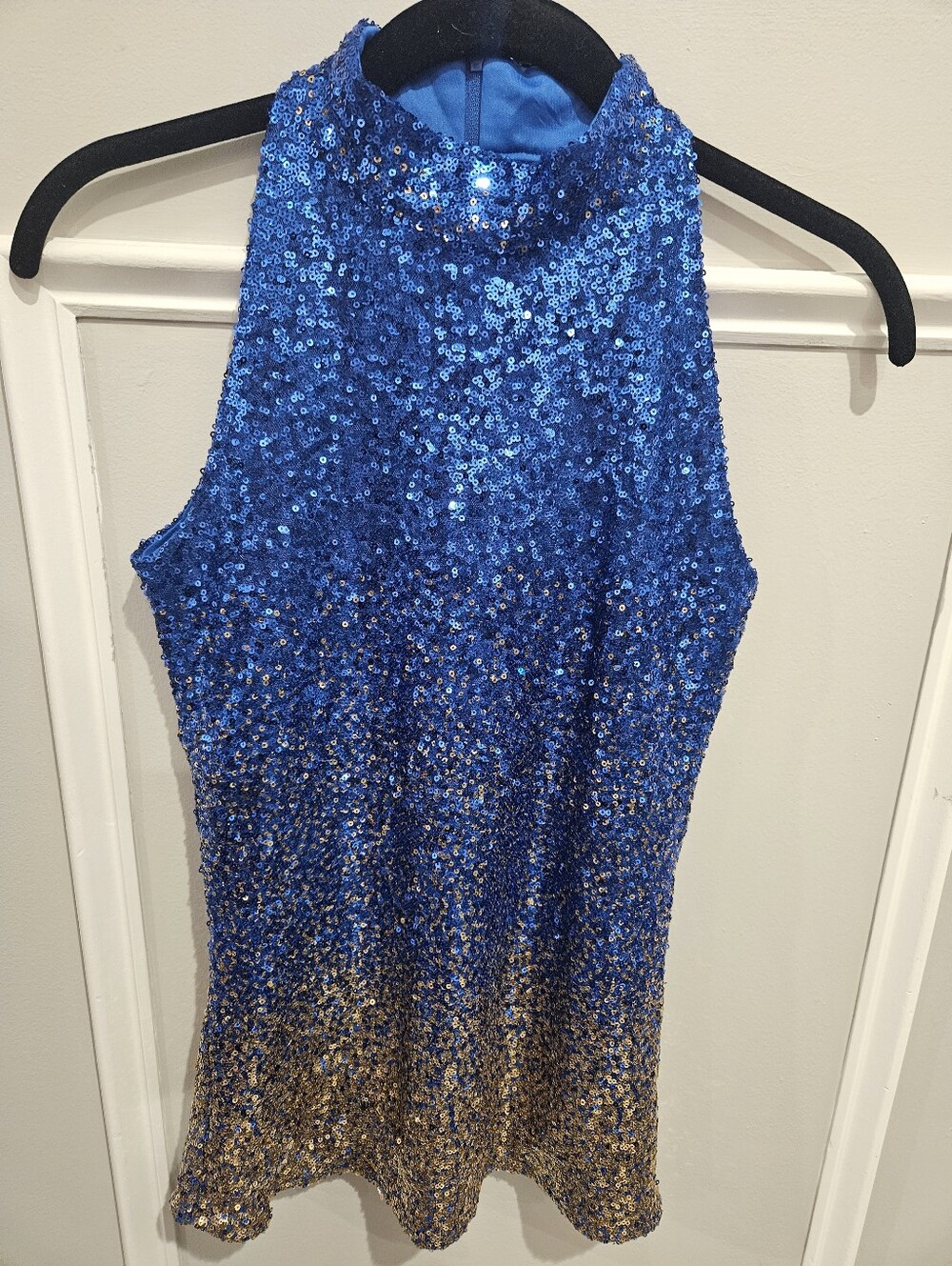 Alexandra collection electric blue and gold sequin top.  Size small.